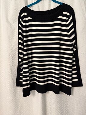 Grace Dane Lewis Woman Black & White Striped Top Size 1X